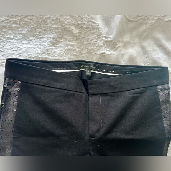 Banana Republic Women’s Sloan Cropped Tux Pant with Sequin Trim Size 4 - Picture 4 of 10